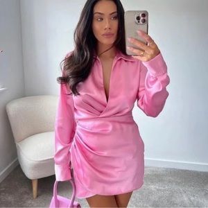 Zara, Size M, Pink Long-sleeve dress